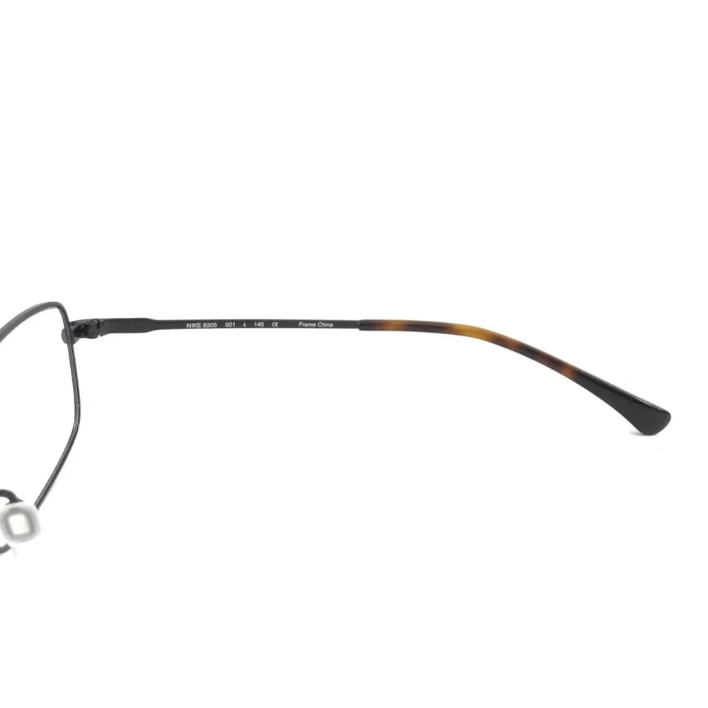 Nike Eyeglasses Frames 8205 001 Shiny Black Rectangle Wire Rim 54-14-140
